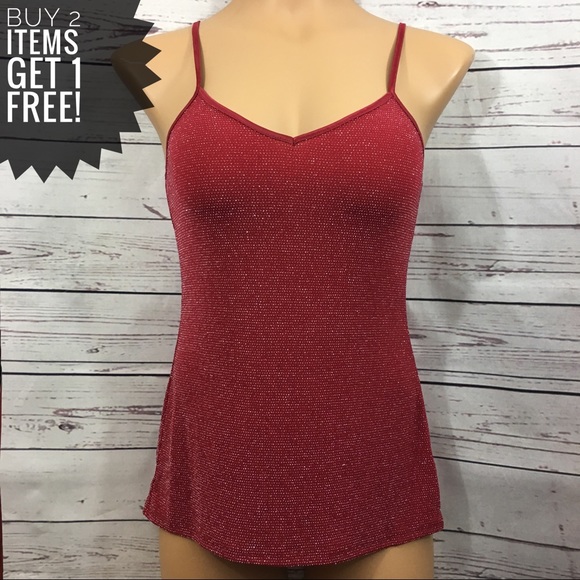 Express Tops - Express Red Shimmer Tank Top NWT